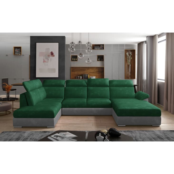 Ecksofa mit Schlaffunktion, Bettkasten UForm Grün Evani Maisons du Monde