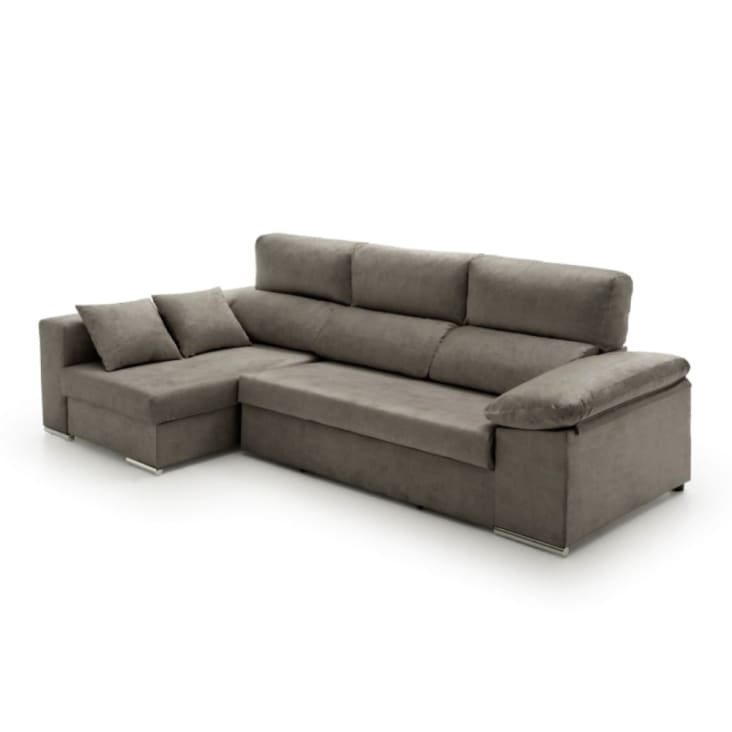 Sofá chaise longue cama con arcón izquierda marrón 264x145x105 Giulia ...