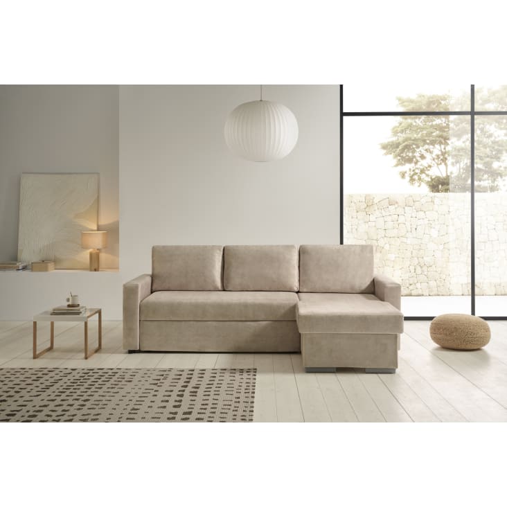 Sofa cama chaise longue low cost derecha beige 236x146x85 Isabella Maisons du Monde