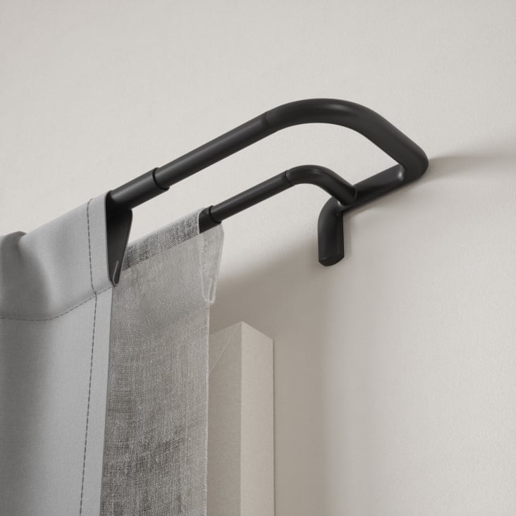 Tringle à Rideaux DEFYNEE - Extensible 80-183cm - Métal Noir - Support 13.6kg - Facile à Installer