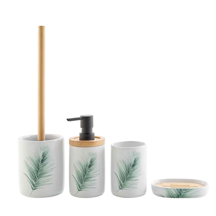 Distributeur De Savon Douceur D'Intérieur - Céramique Et Bambou, Collection Amber