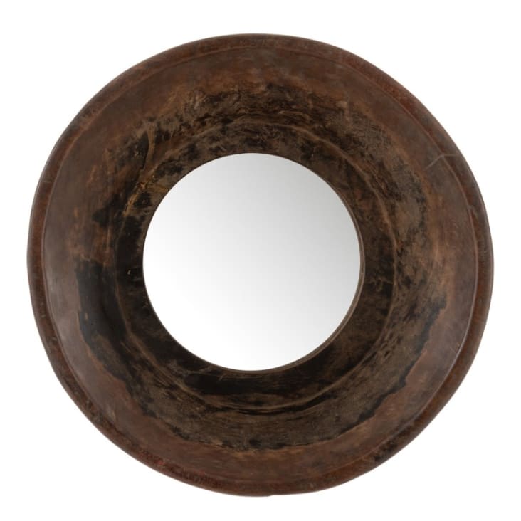 Miroir Rond En Bois Couleur Or Antique - Style Artisanat Florentin - Déco Murale élégante