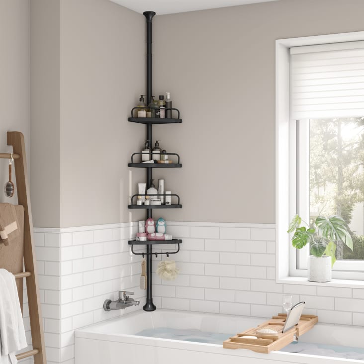 Étagère De Douche 2 Niveaux Sans Perçage - 62 Cm En Acier Inoxydable - Pour Porte De Douche Ou Mur