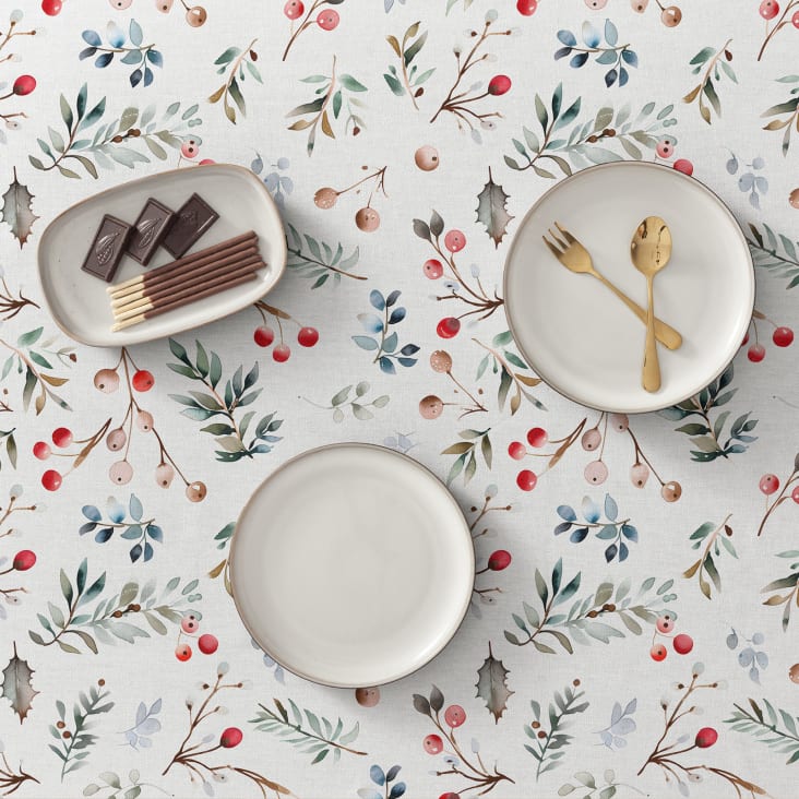 Mantel navidad impermeable algodón tacto tela 160x350 cm Garland