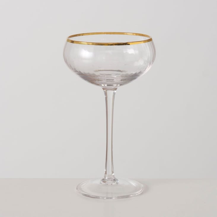 Flûte à champagne en verre et liseré doré 10x10x17cm Maisons du Monde