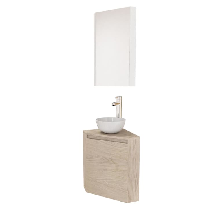 Meuble lavemains d'angle + vasque + miroir armoire de toilette