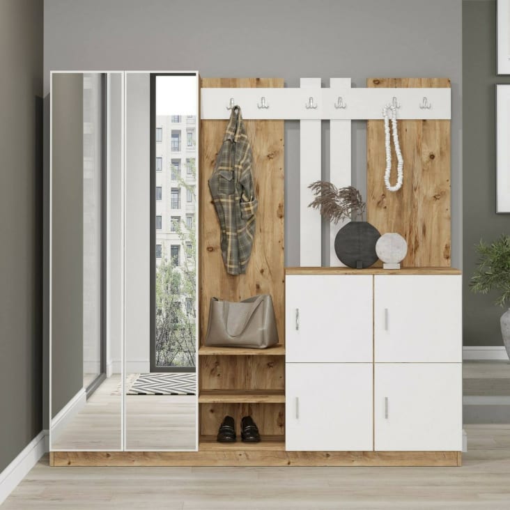 Mobile D'Ingresso In Legno Mindi Teresia - Stile Vintage, 86x80x35.5 Cm