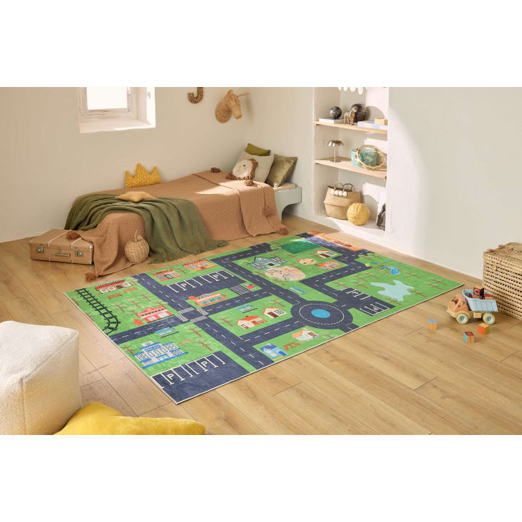 Tappeto Gioco Bambini Mazovia - Morbido Peluche Corto Antiscivolo 200x300 Cm - Verde Per Camera O Soggiorno