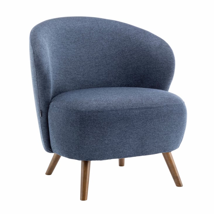 Relaxsessel aus Holz und dunkelblauem Stoff Jerry Maisons du Monde