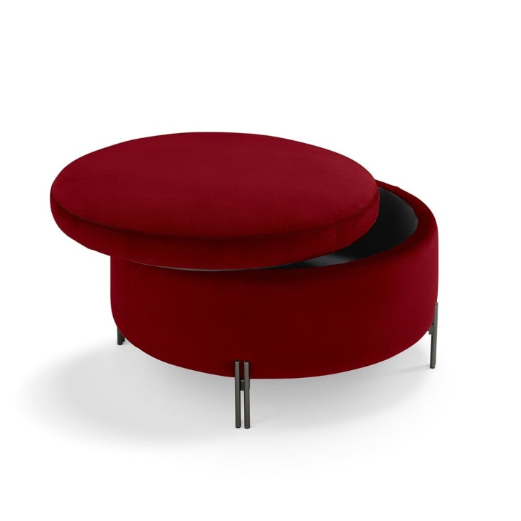 Puff Poggiapiedi Pouf Tondo Di Design In Velluto Rosa E Piedi