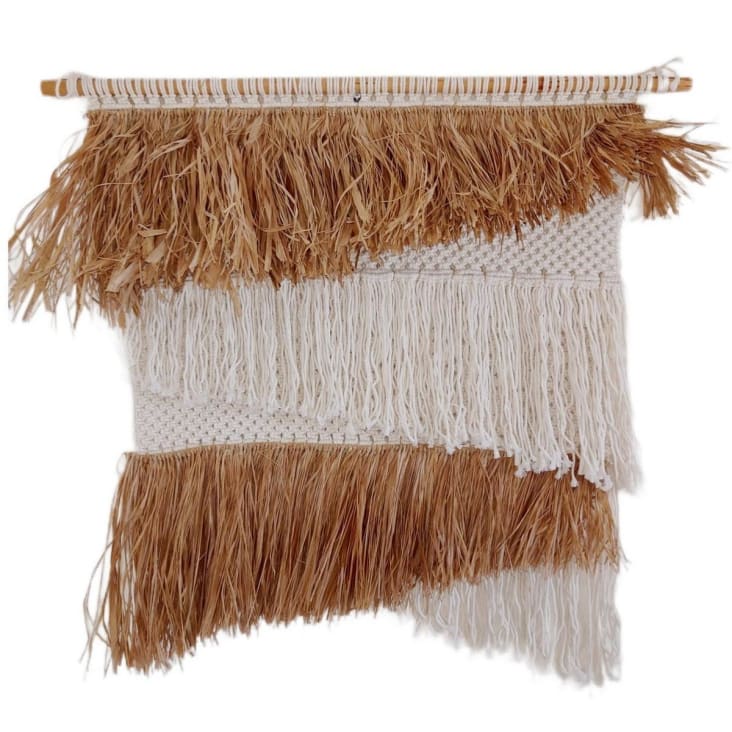 Décoration Murale En Raphia Tissé à La Main - Diamètre 40 Cm - Style Bohème Naturel - Pour Salon, Chambre, Bureau