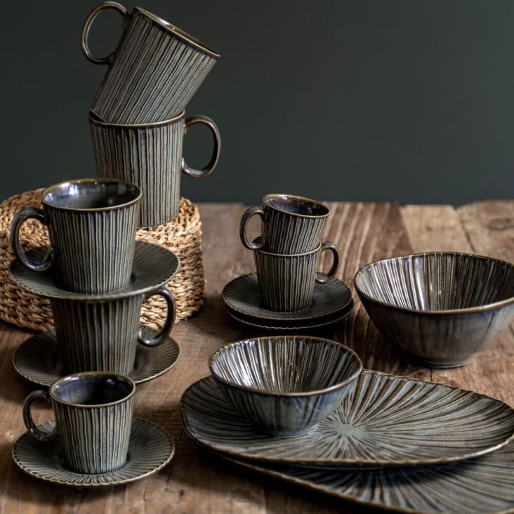 Lot De 6 Tasses Van Well Vario En Porcelaine - Gris - 350ml