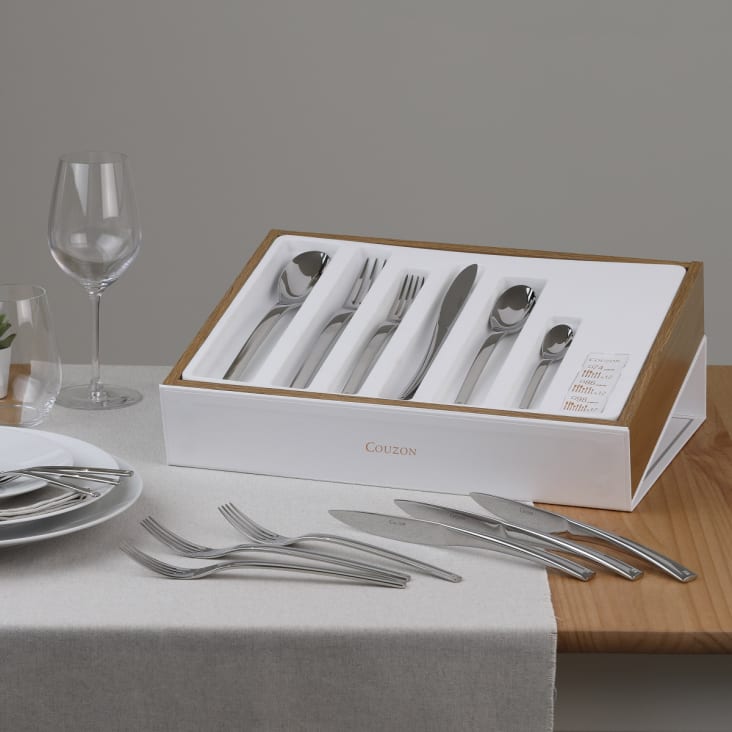 Coffre De Rangement Couzon Pour 48 à 98 Couverts - Écrin Bois Blanc Magnétique