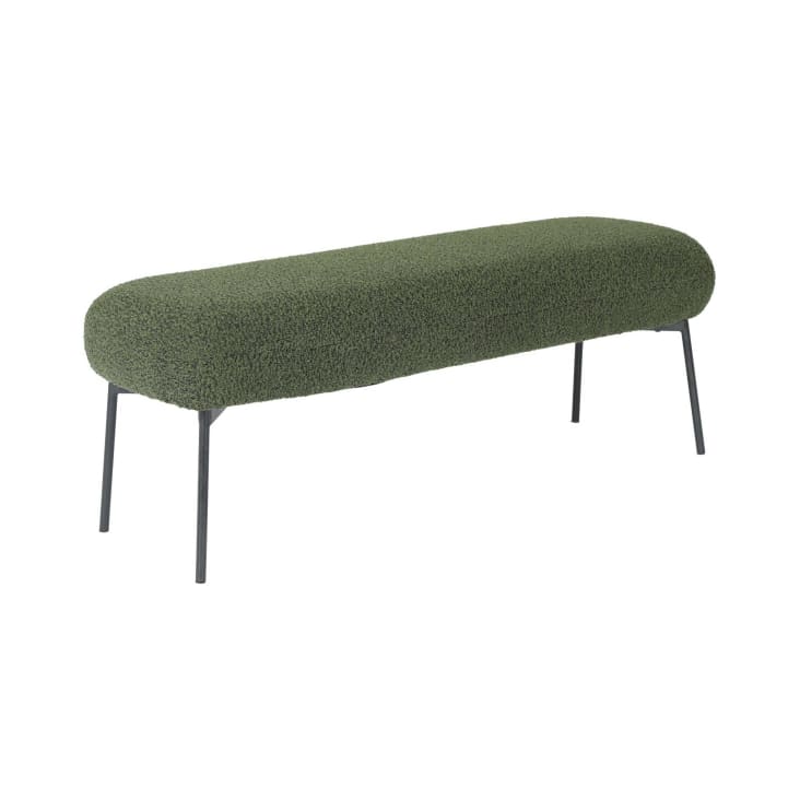 Panca in legno massello di teak e tessuto bouclé 1 anta 120 cm Serene