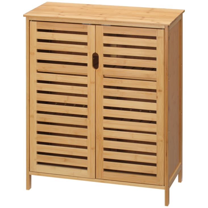 Mobile Bagno In Bambù 140cm - Armadietto Salvaspazio Con Ante A Lamelle E Ripiani, Design Naturale - Foto 12