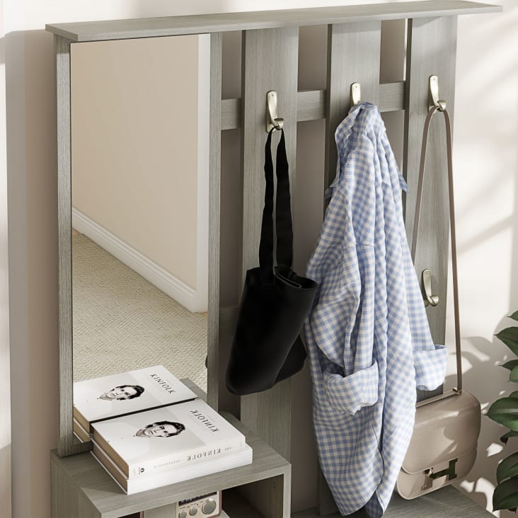 Set Ingresso HOMCOM Con Appendiabiti, Specchio E Panca - Truciolato, Per Corridoio O Entrata - Foto 9