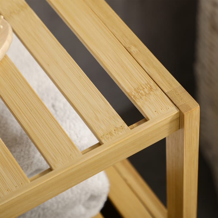 Mobile Bagno 4 Livelli In Bambù - HOMCOM 33x31x110cm, Antiribaltamento, Color Legno - Foto 4