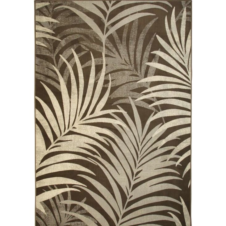 Tapis D'entrée Moderne 80x150 Cm Motif Feuilles - Paillasson Antidérapant Lavable Pour Intérieur - Couleur Taupe, Doux Et Résistant