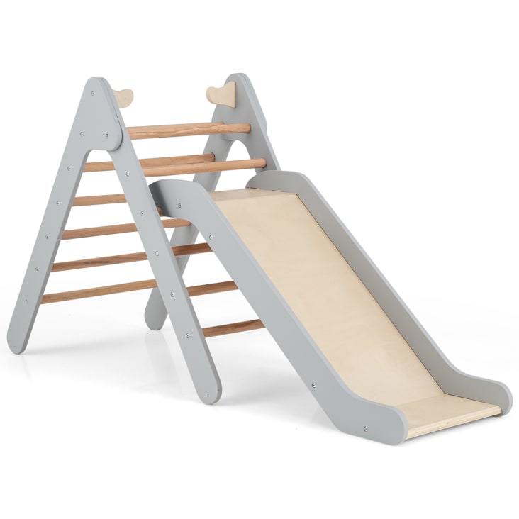 Structure Motricité 3 Ans Triangle D'Escalade Enfant Avec Toboggan MeowBaby | Jeu Montessori Naturel 3 Ans Aire Jeux Motricité