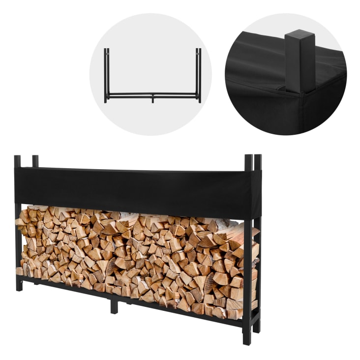 Porta Tronchi A 3 Ripiani In Acciaio | 45x30x80 Cm, Colore Nero | Per Legna Da Ardere | Già Montato - Capacità 16 Kg - Foto 12