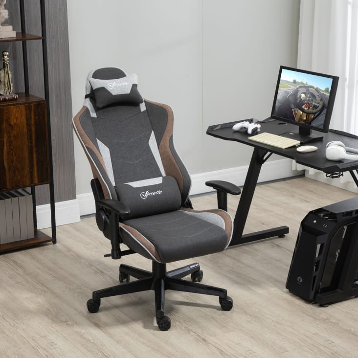 Sedia Gaming Ergonomica In Tessuto - Con Massaggio Lombare E Molle - Regolabile Fino A 135° - Verde - Portata 158kg - Foto 11