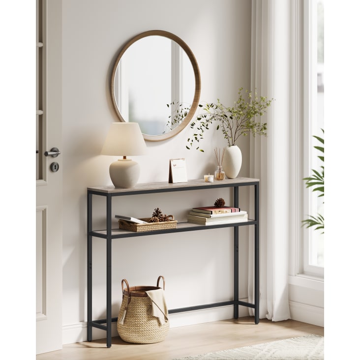 Console pour couloir à 2 niveaux 20 x 80 x 80 cm grège chiné noir Console pour couloir à 2 niveaux 20 x 80 x 80 cm grège chiné noir