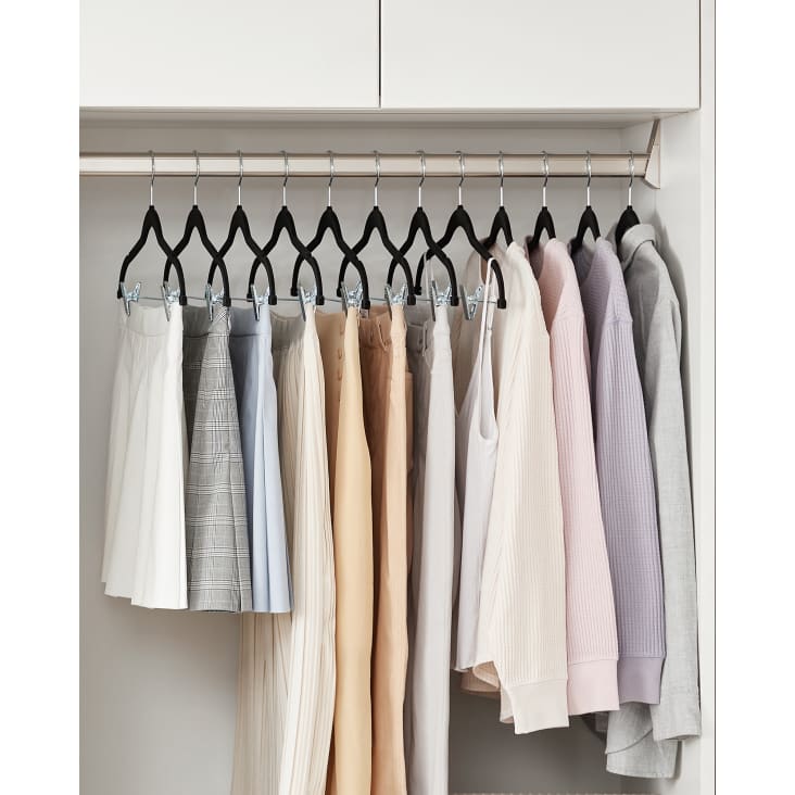 Stormix Lot De 24 Cintres Velours Avec Pinces Réglables - Noir & Crochet Or Rose | Organisation Dressing