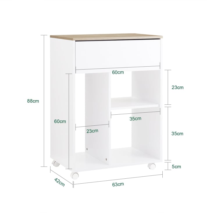 Cassettiera Mobile Per Ufficio Con Ruote - Armadio Stampante Grigio Cemento 46x36x59cm Con Cassetto - Foto 11