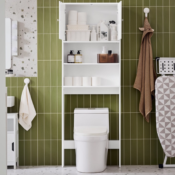 Armadio Da Bagno A Parete HAINEW 2 Ante | Pensile Con Scaffali Regolabili, 54.6x19.8x59.9 Cm, Grigio Chiaro