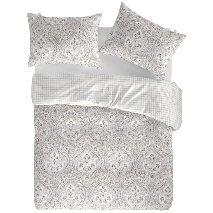 Housse de couette réversible 100% coton Marron - Beige 240x220 cm