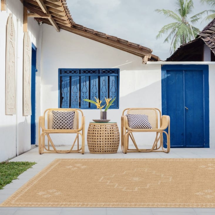 Tapis Kinsley En Jute Naturel - Résistant Pour Intérieur Et Extérieur - Motif Losanges Rustique