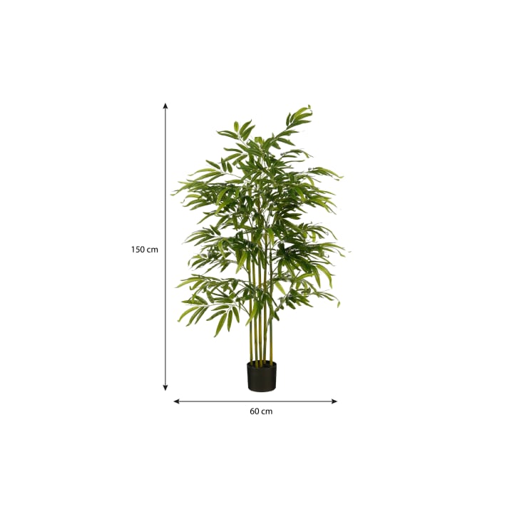 Pianta Di Bambù Artificiale Homescapes – 1,5 M Di Altezza, In Vaso Nero, 1100 Foglie, UV Resistant – Ideale Per Interni E Ufficio
