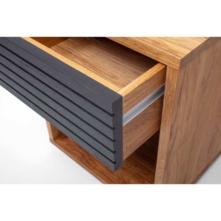 Table De Chevet En Chêne à 3 Tiroirs, Armoire De Peinture NC, Panneau MDF Chêne Et Bois Dur : 42