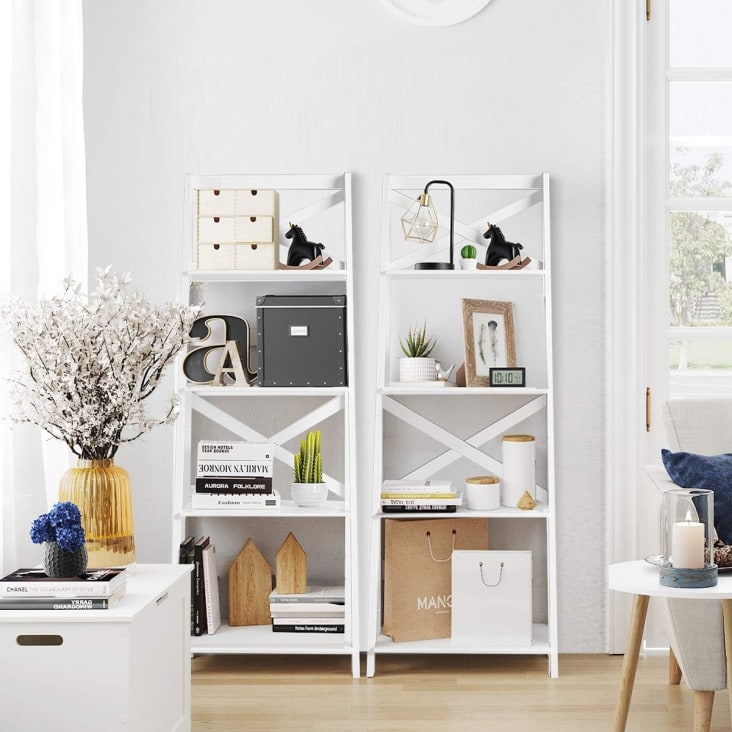 Bibliothèque Rotative 4 Niveaux 40x40x129cm - Rangement Salon Bureau - MDF Chêne Clair