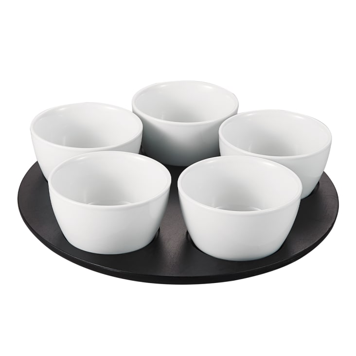 Service apéritif rotatif goutte 7 pièces 34 cm en porcelaine blanc Table passion - Mr Scandinave Service apéritif rotatif goutte 7 pièces 34 cm en porcelaine blanc Table passion - Mr Scandinave