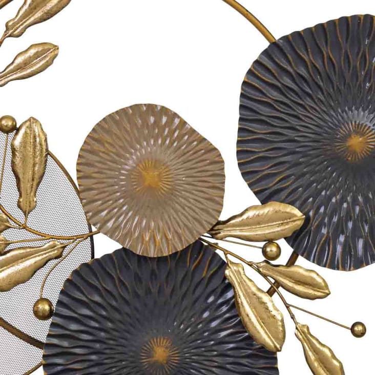 Quadro Decorativo Metallo Foglie - Decorazione Parete 37x65cm Per Casa In Stile Moderno E Naturale - Foto 5