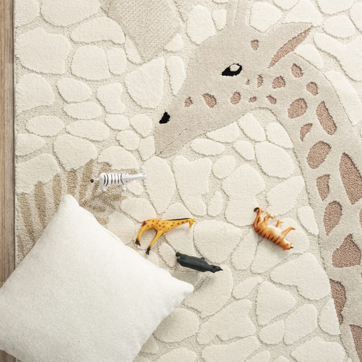 Tappeto Cameretta Bambini Zoo 140x200 Cm - Grigio Marrone Con Animali - Foto 4