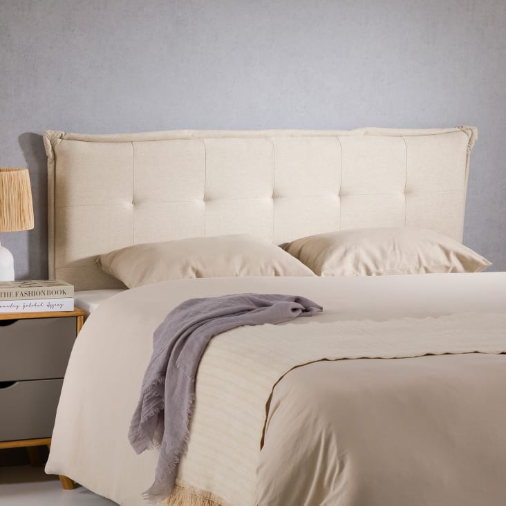 Tête De Lit Design Pieds Bois IDIMEX Tête De Lit BLOMIN 140 Capitonnée, En Tissu Rembourré Tete De Lit En Bois