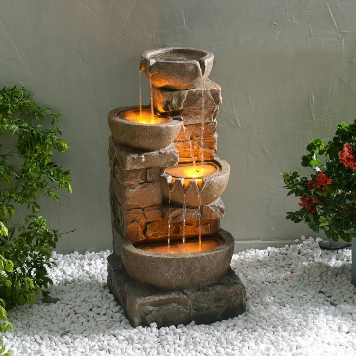 Fontaine D'Intérieur Arti Casa - Brume Et LED - Sur Piles - Déco Zen 10x17cm - Ambiance Apaisante