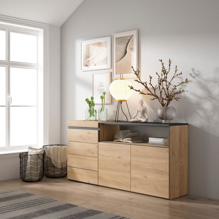 Commode effet bois de chêne 157x35x75cm Cozy | Maisons du Monde