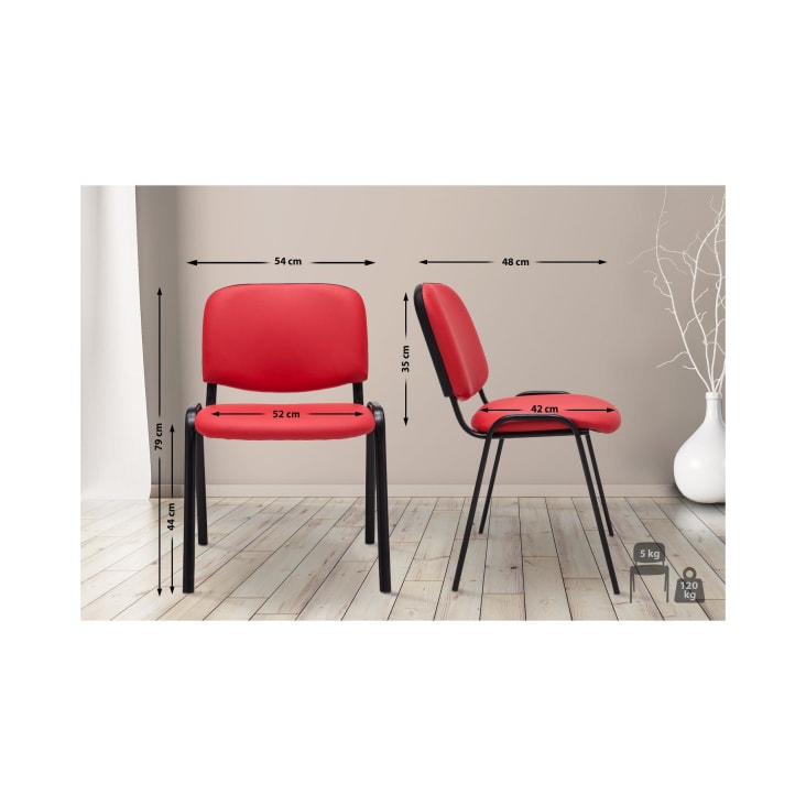 Sedia Ospite CLP Ken Imbottita - Similpelle Crema, Metallio Cromato, Carico 120kg - Foto 8