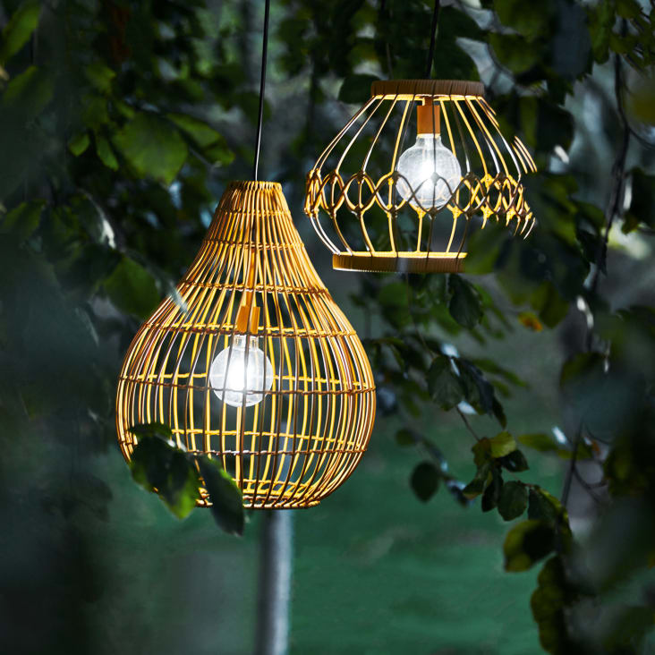 SolarHängelampe für Garten aus Rattan, braun Maisons du Monde