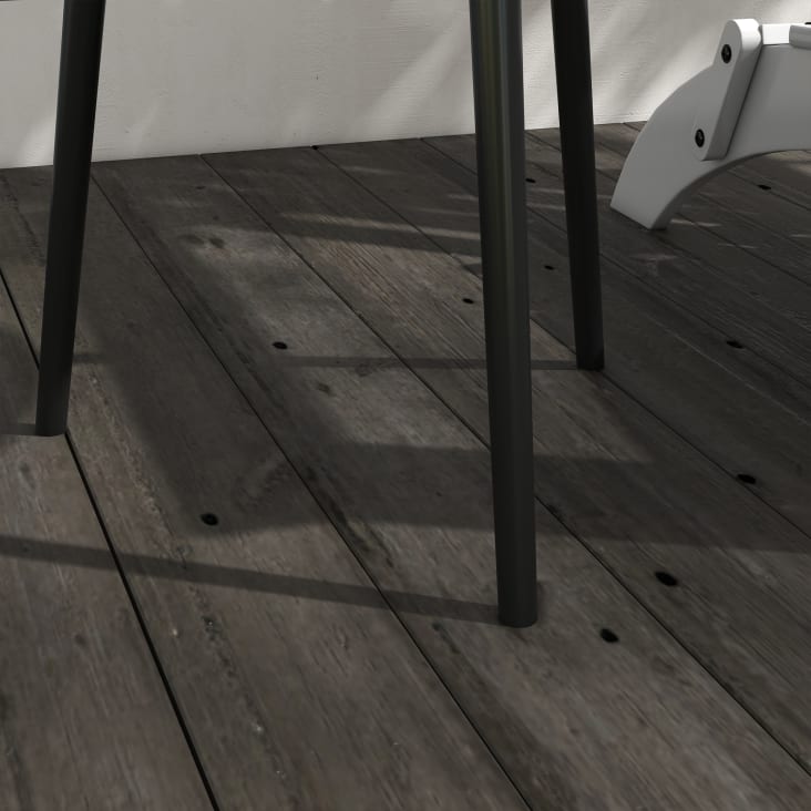 Table De Jardin Ronde Ø66cm - Acier Galvanisé - Plateau Lattes - Noir - Pour Terrasse, Balcon - Charge 30kg