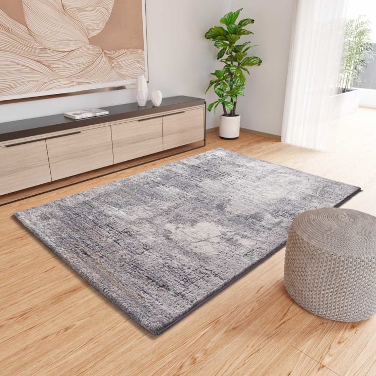 Tappeto in rilievo shaggy astratto grigio 140x200 cm-Kivet cropped-1