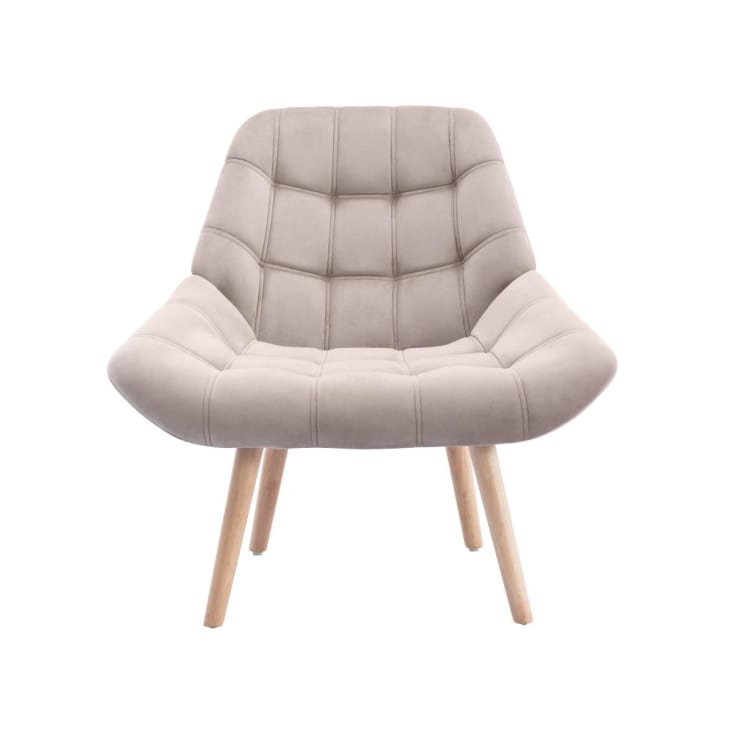 Fauteuil droit velours beige-Luosto