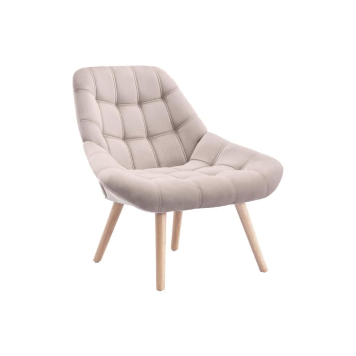 Fauteuil droit velours beige-Luosto cropped-3