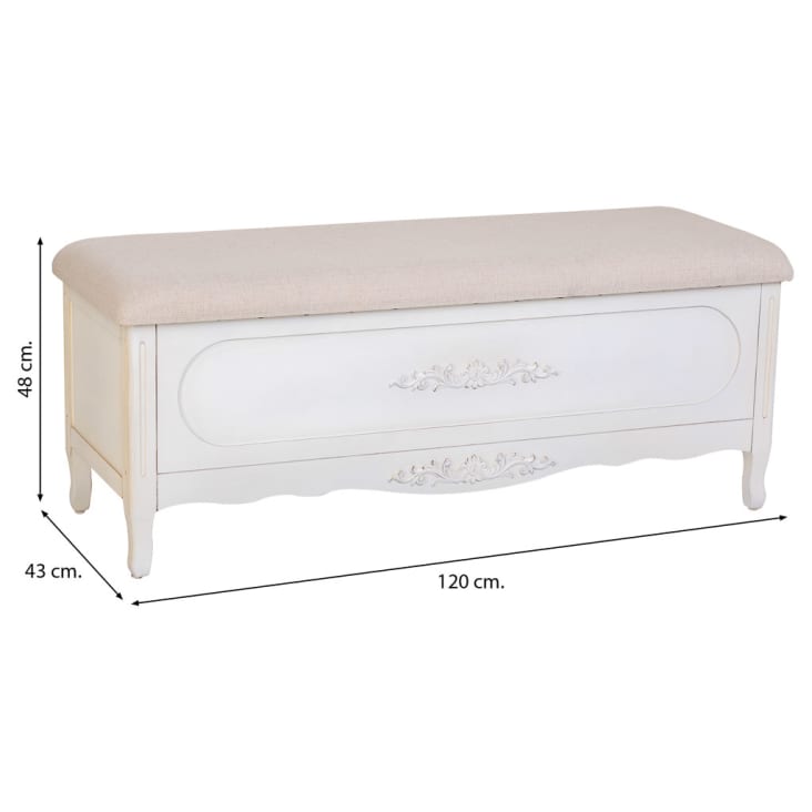 Sgabello Imbottito Stile Shabby Chic - Poggiapiedi O Seduta, Crema - Foto 4