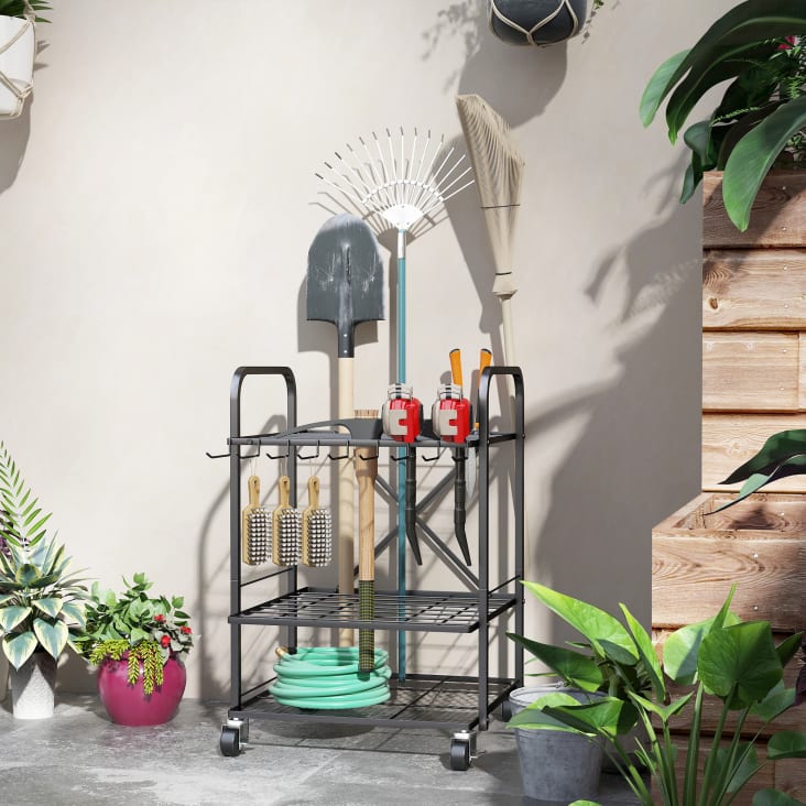 Tabouret De Jardin 2 En 1 – Caisse à Outils Avec Rangement Verrouillable – 4 Roues Et Poignées – Charge 75 Kg – PP Gris, Jaune, Vert – Pour Bricolage Et Jardinage