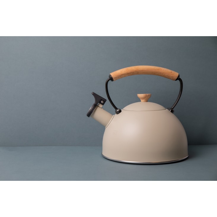 Bouilloire Sifflante Inox 2,5 L - Blanc Avec Poignée Bois - Pour Plaques Gaz, électriques, Induction - Bec Sifflant - 6