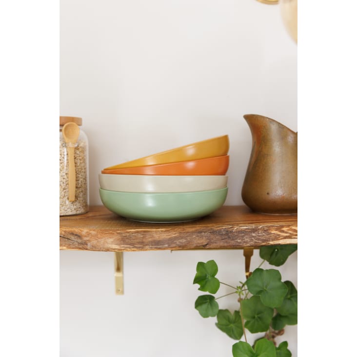 Bols à Pâtes Dowan - Lot De 4 | Φ 21,6 Cm | Porcelaine Sans Plomb | Motifs Vitrail | Lave-Vaissable